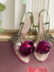 Floral Snakeskin High Heel Sandals Hanging Display