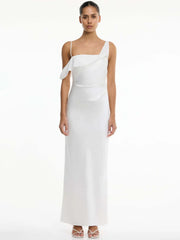 Draped One-Shoulder Maxi Dress
