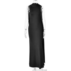 Halter Neck Cape Drape Mermaid Maxi Dress