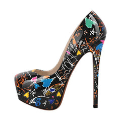 Graffiti-inspired print high-gloss Stiletto Heels