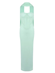 Mint green sleeveless dress on a white background