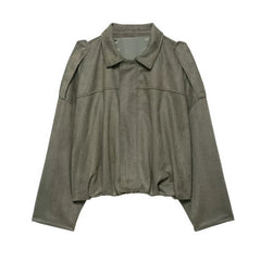 Lapel Suede Cropped Bomber Jacket