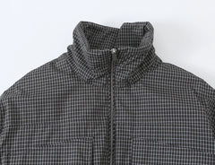 Plaid Drawstring Waist Cropped Jacket