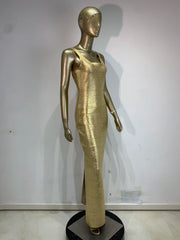 Metallic Bandage Strappy Maxi Dress