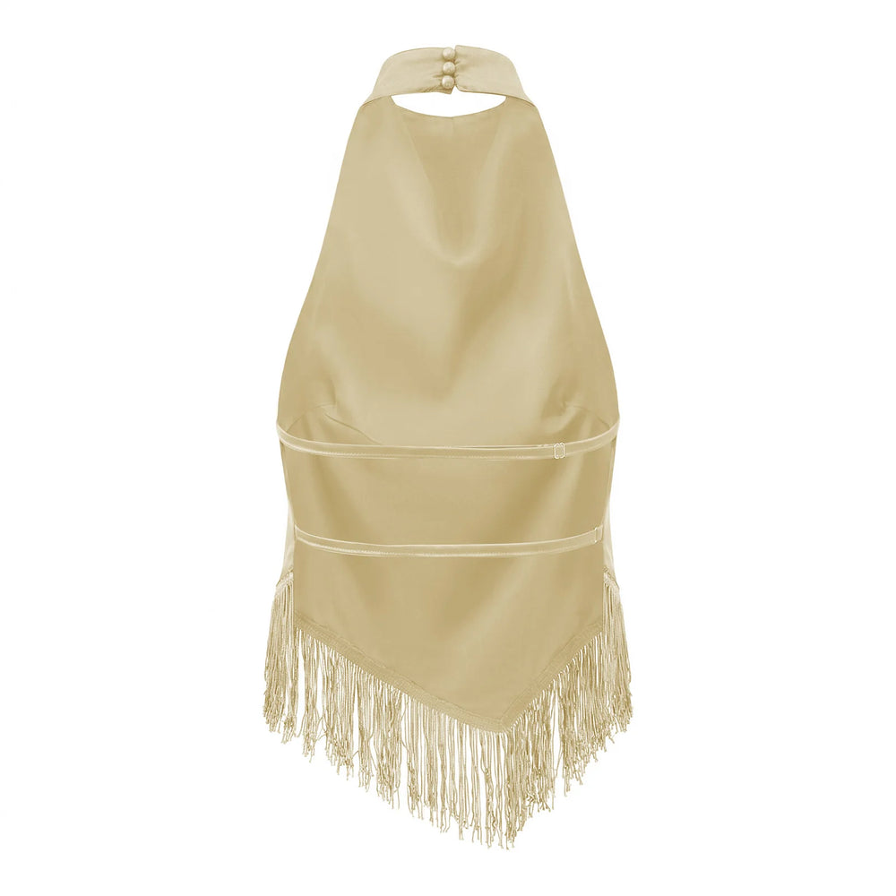 Beige fringe dress on a white background