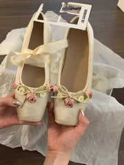 Floral Square Toe Flats