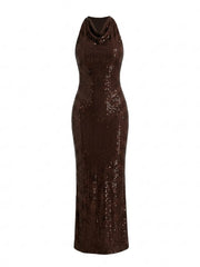 Brown Tank Sequin Maxi Dress
