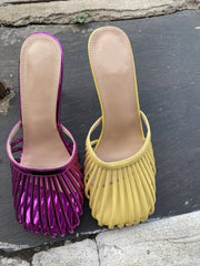 Metallic Stiletto Mule Heels