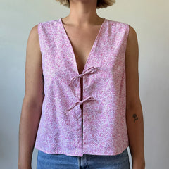 Gingham Tie Front Sleeveless Crop Top
