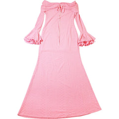 Pink Off-Shoulder Lace Dress | Bell Sleeve Formal Dress