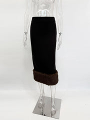 Faux Fur Shawl and Maxi Skirt Set