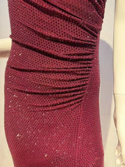 High Neck Cut-out Sequin Mid-Calf Dress