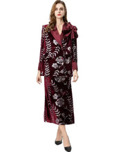 Burgundy sequined floral blazer and split skirt suit