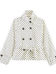 Polka Dot Double Breasted Belted Jacket