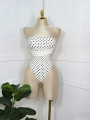 Polka Dot Bandeau One-Piece Swimsuit
