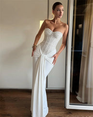 Sequin Strapless Draped Waist Evening Gown