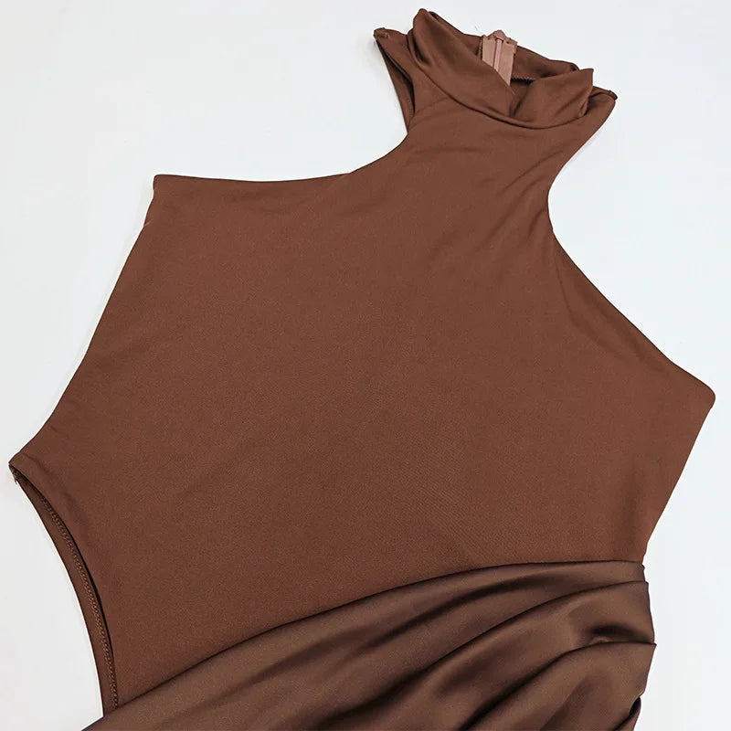 Brown halter top on a white background