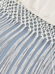 Tassel Fringe Satin Midi Skirt