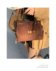 Microfiber Synthetic Leather Flap Handbag