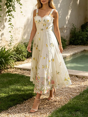 Floral Print Square Neck Corset Dress