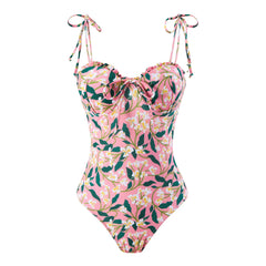 Printed One Piece Swimsuit with Beach Skirt