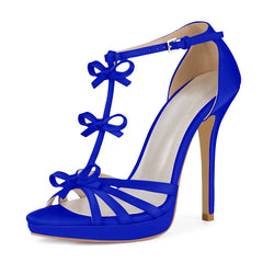 Satin Bow Platform Stiletto Heels