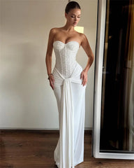 Sequin Strapless Draped Waist Evening Gown