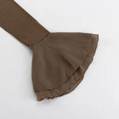 Brown ruffled dress sleeve