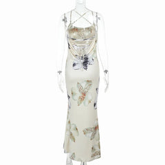 Floral dress on a mannequin against a white background