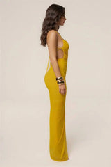 Ruched High Slit Spaghetti Strap Maxi Dress