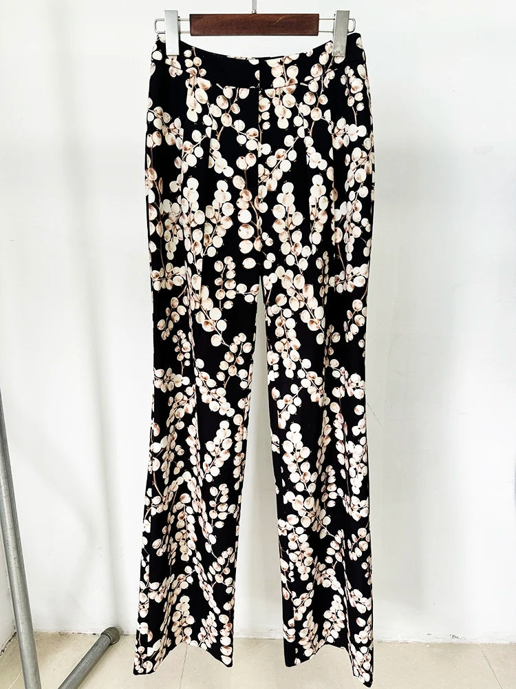 Redcurrant print flare pants