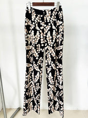 Redcurrant print flare pants