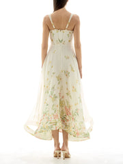Floral Print Square Neck Corset Dress