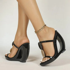 Patent Leather Wedge Sandals
