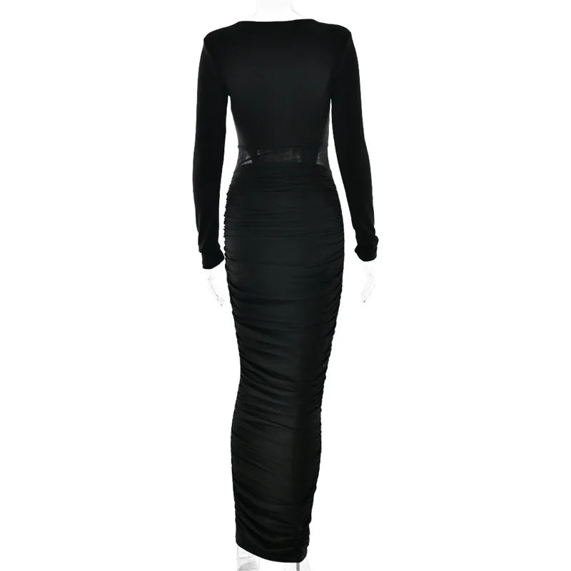 Black dress with sheer panels