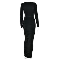 Black dress with sheer panels