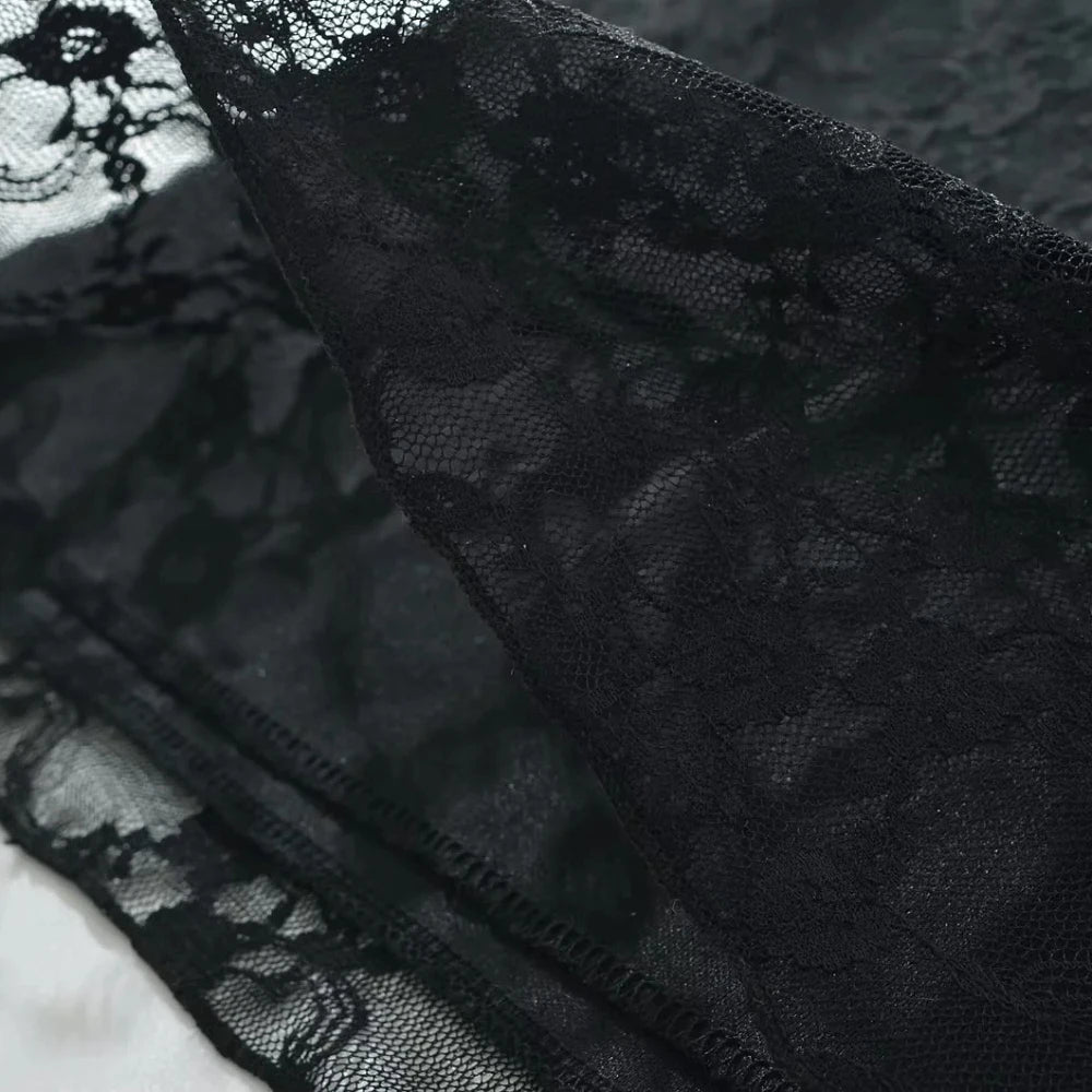 Close-up of black lace fabric