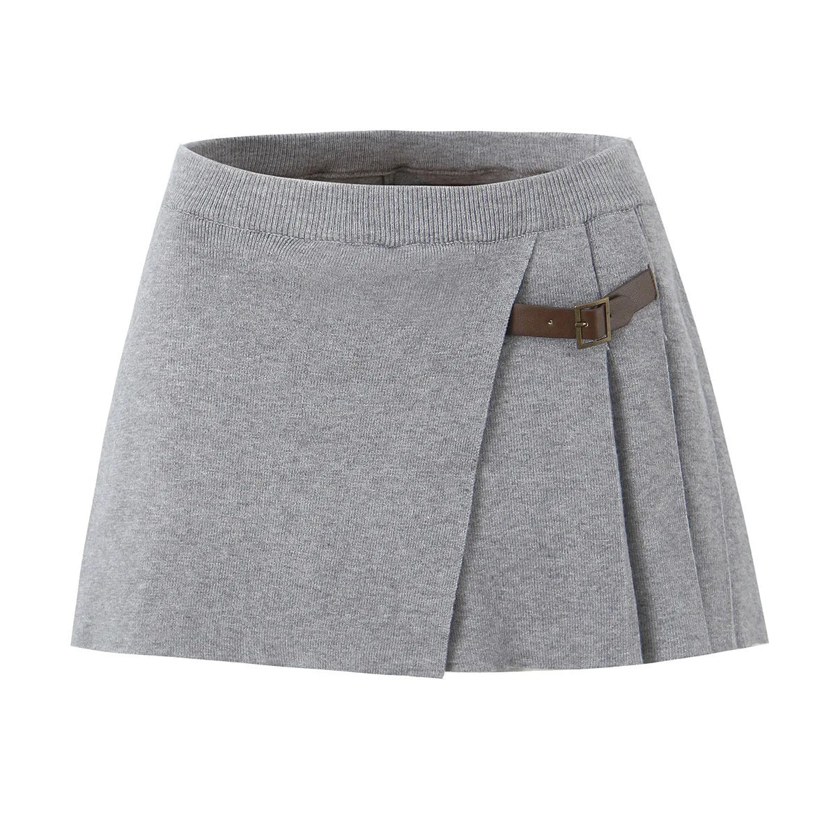 Gray skirt with a brown belt on a white background