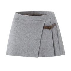 Gray skirt with a brown belt on a white background