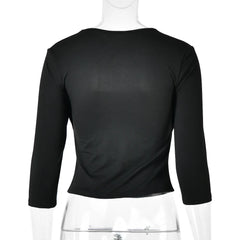 Square Neck Cut Out Long Sleeve Top