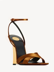 Wedge Gold Heel Ankle Strap Sandal