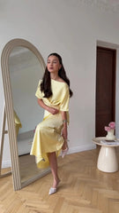 Elegant Yellow Trumpet Skirt & Top Set