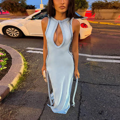 Braided Trim Cutout Maxi Dress