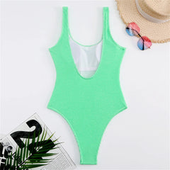 Ribbed High-Cut One-Piece Swimwear