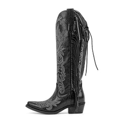 Fringed Embroidered Western Boots