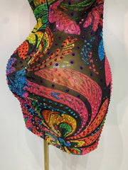 Colourful Diamonds Sparkling Halter Mini Dress