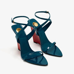 Wedge Gold Heel Ankle Strap Sandal