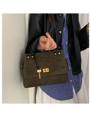 Microfiber Synthetic Leather Flap Handbag