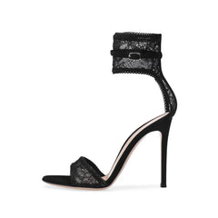 Lace Ankle Strap Stiletto Heels