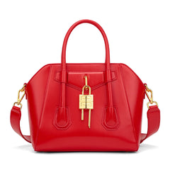 Metallic Structured Lock Satchel Bag